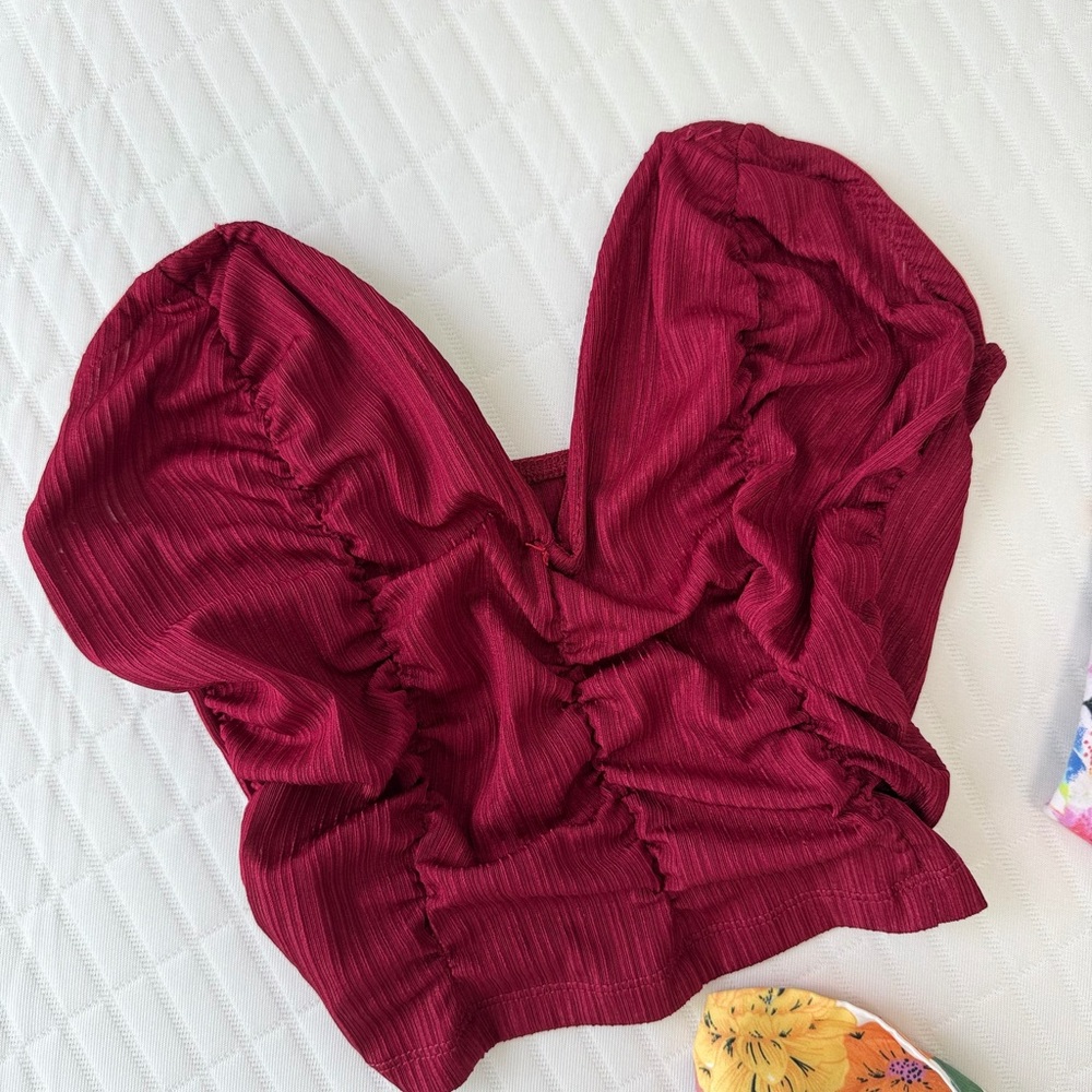 SHEIN Ribbed Red Top - Picture 3 of 6